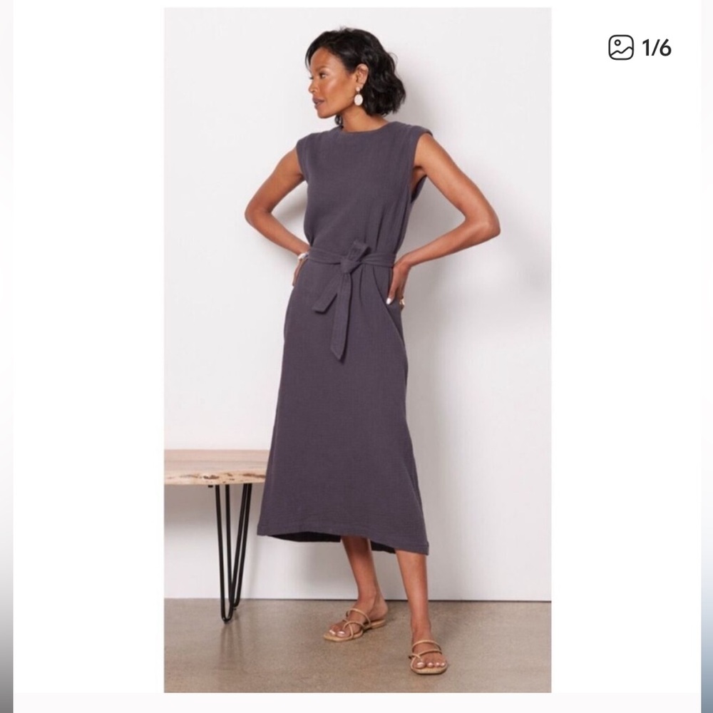 Faherty Womens Dream Costa Organic Cotton Gauze Midi Dress Medium